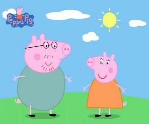 пазл Родители Peppa Pig, прогулки под солнцем